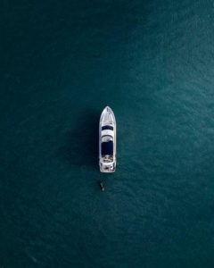 A luxury yacht resting in the sea