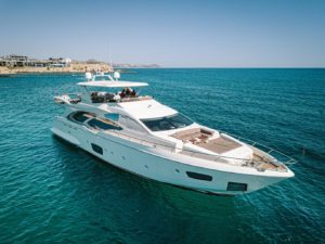 A luxury yacht in Cabo San Lucas.