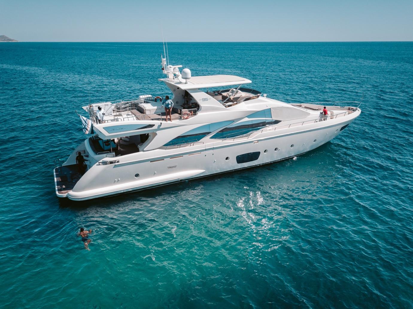 A family enjoying a luxury yacht in Cabo San Lucas.