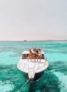 girls enjoying on a yacht