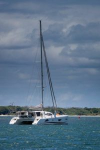 A catamaran in the sea