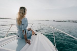 woman sitting on a boat