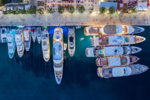 anchored yachts