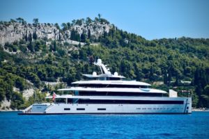 image shows a superyacht spotted on a clear sunny day off the coast of Croatia