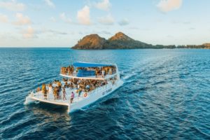 People gathered on a yacht