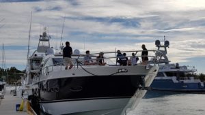 Clients enjoy and sitting in a luxury yacht