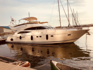a docked yacht
