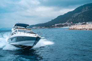 A yacht in the water