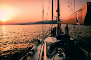 A yacht sailing in the ocean