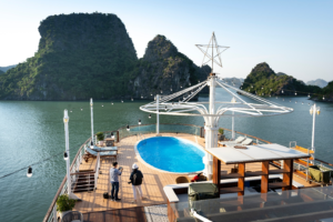 Swimming pool on a boat rental