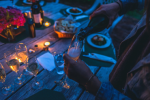 Wedding celebrations on a deck of a luxury yacht